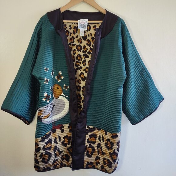 Very Vollbracht Quilted Reversible Jacket Women's Size Large Animal Print  NWOT - Picture 6 of 11
